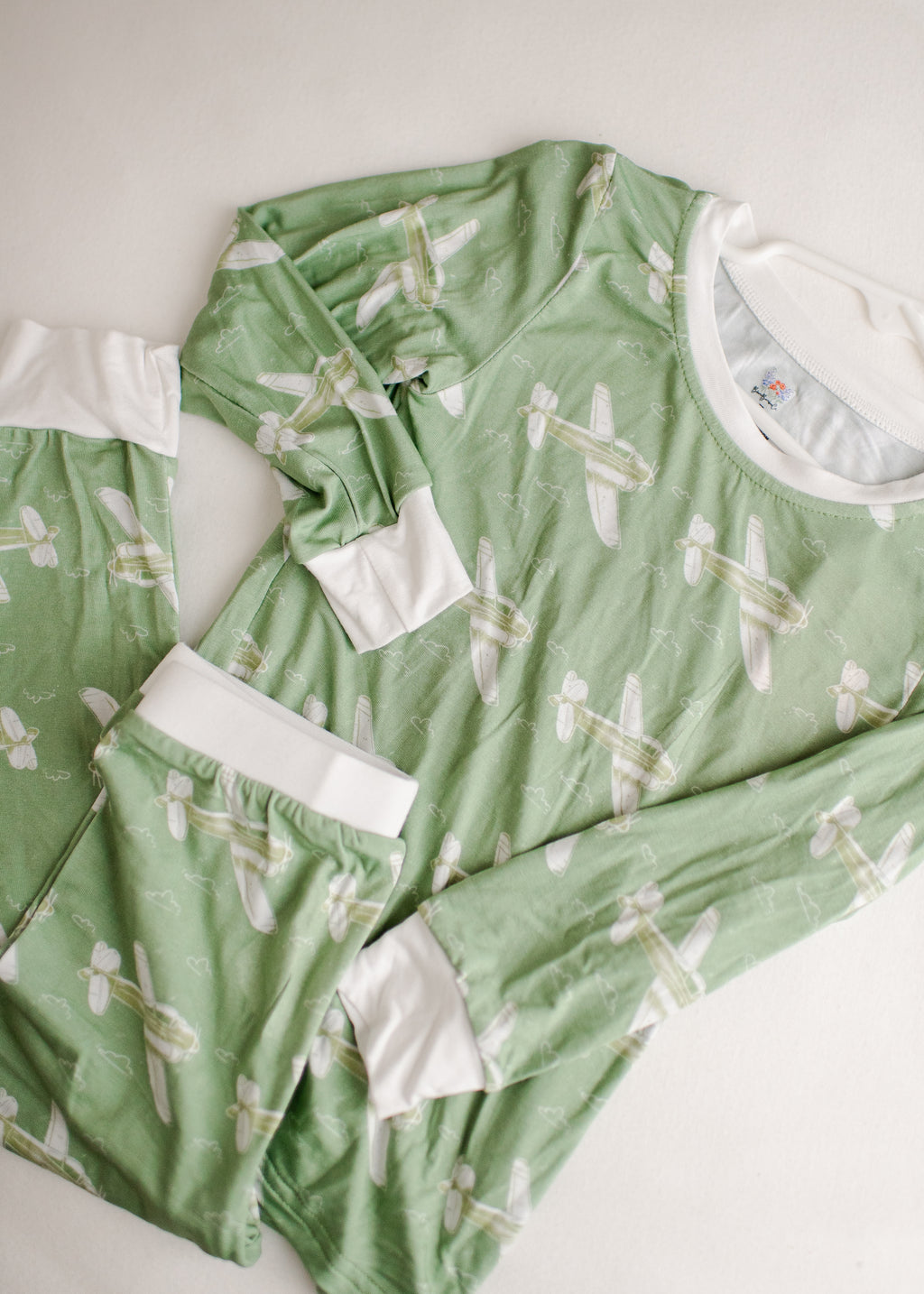 Green Airplane Two Piece Set