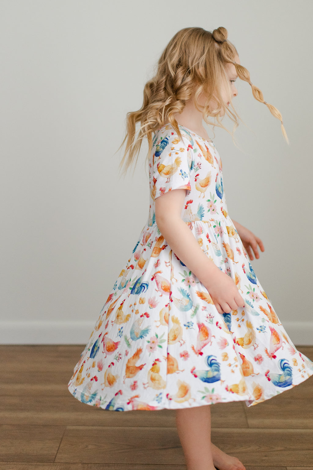 Rainbow Chicken Twirl Dress with Shorts