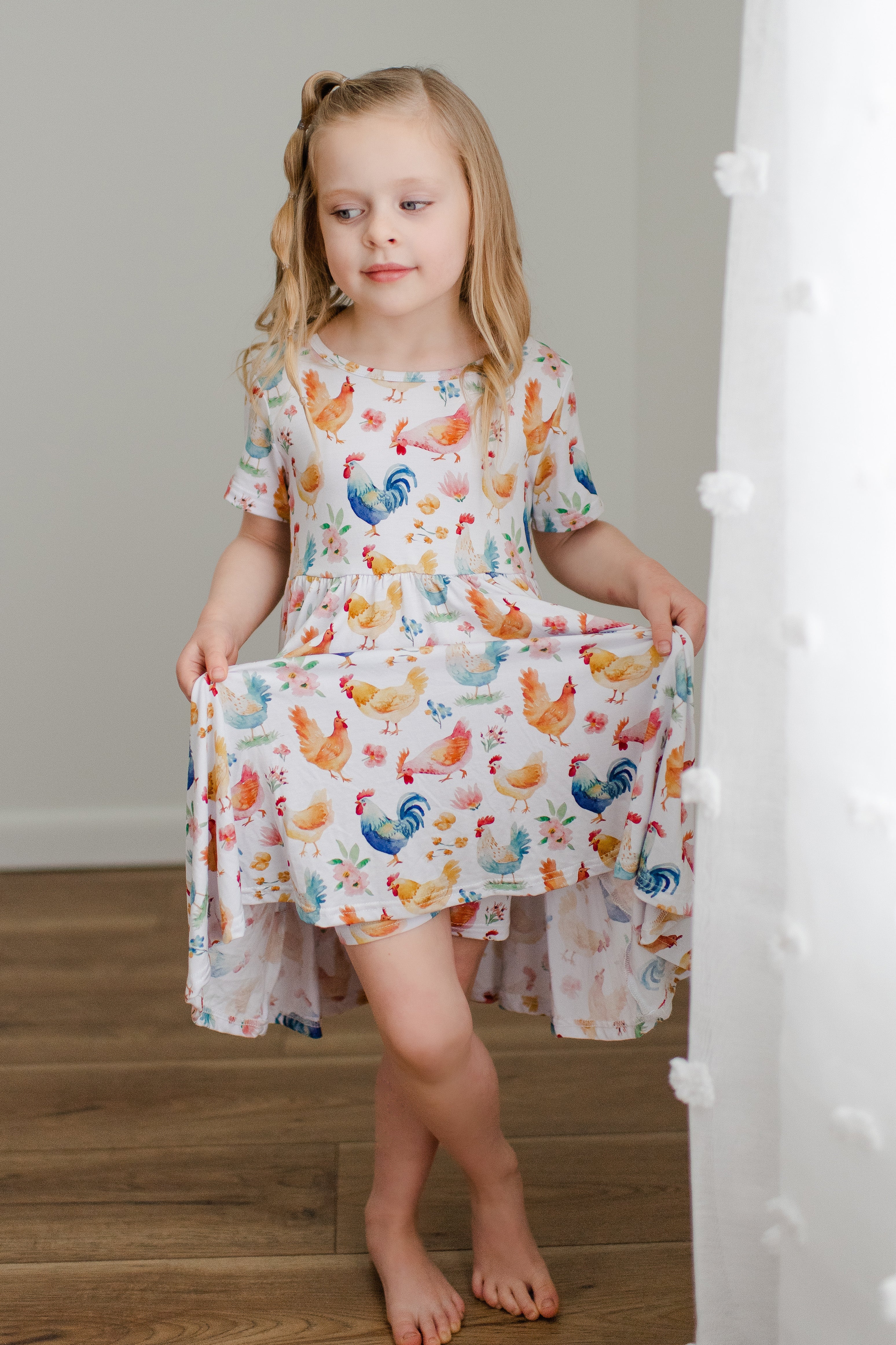 Rainbow Chicken Twirl Dress with Shorts