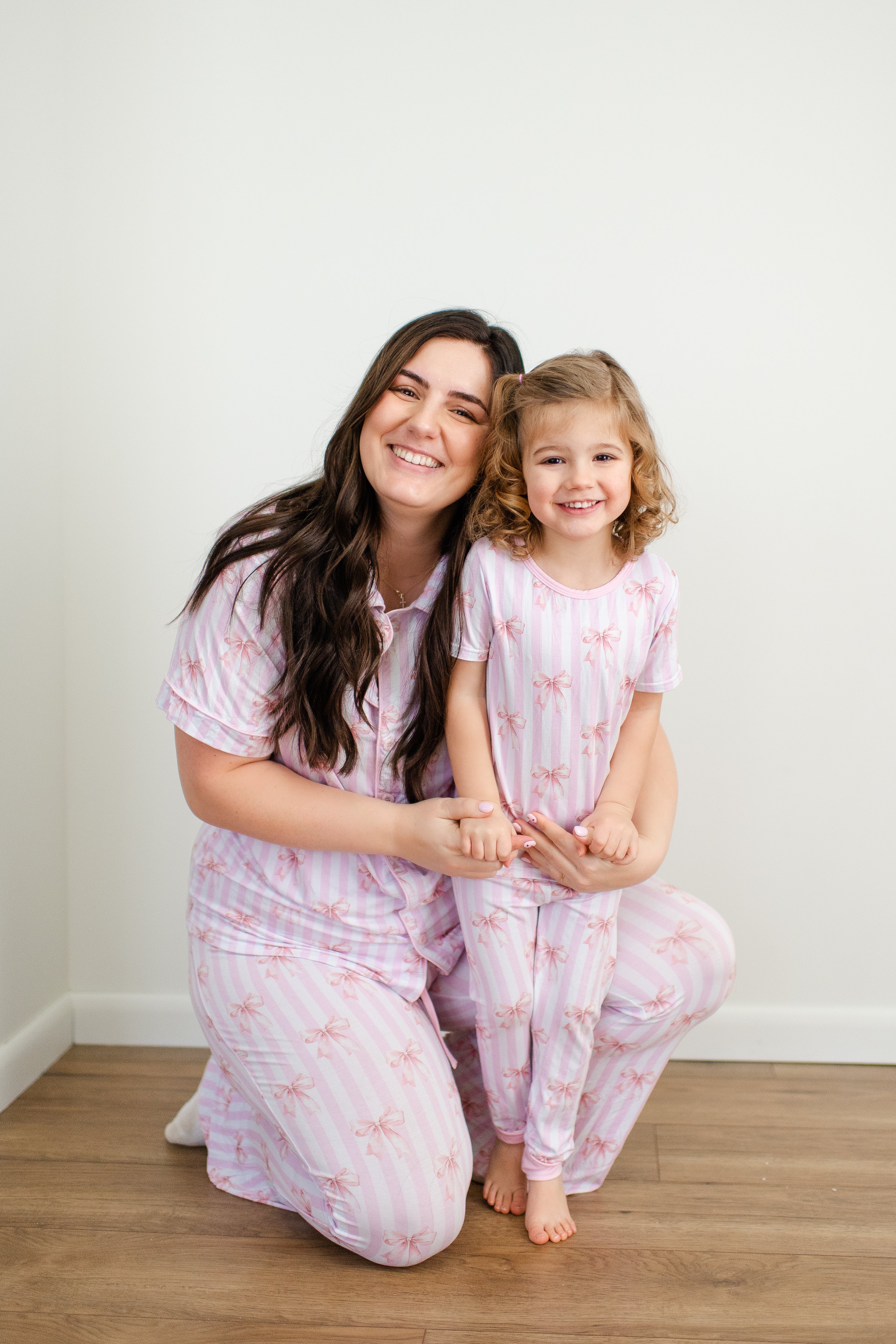 Pink Bow with Stripes Two Piece Set
