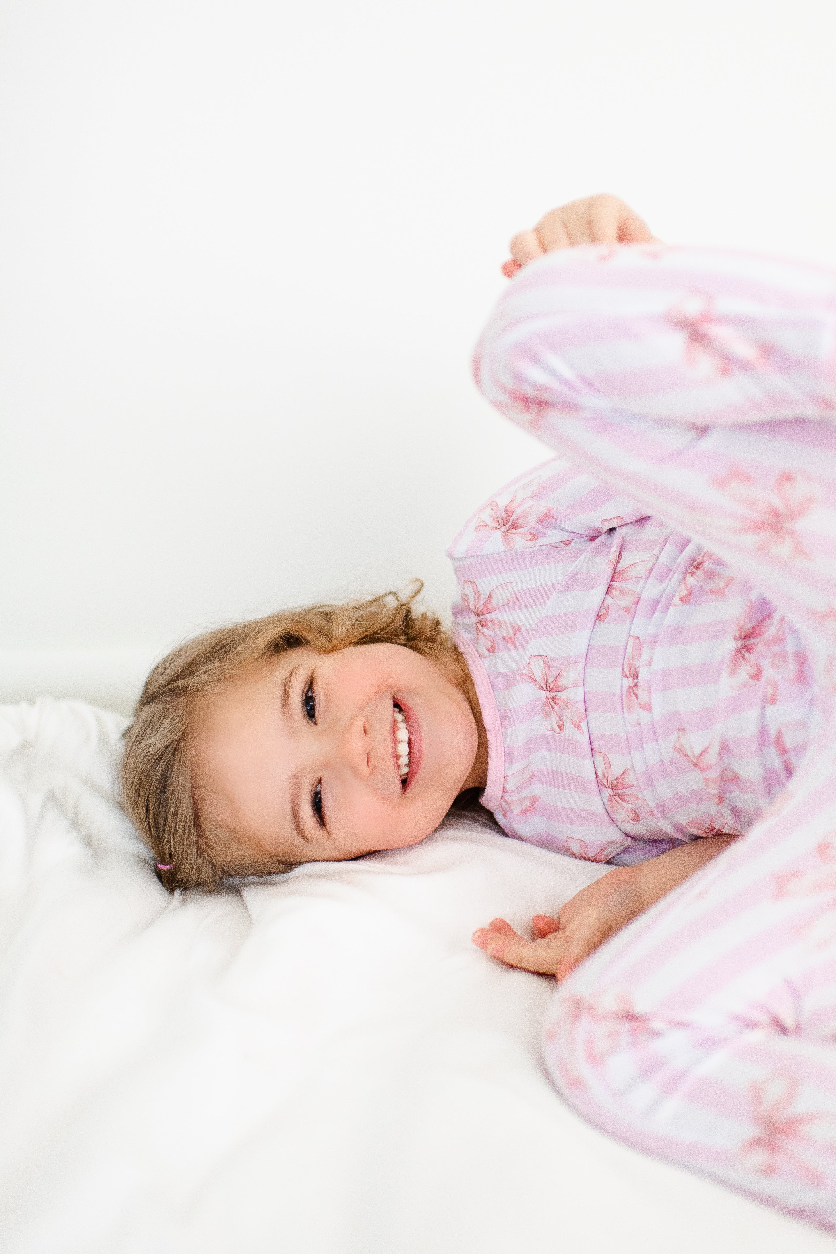 Pink Bow with Stripes Two Piece Set