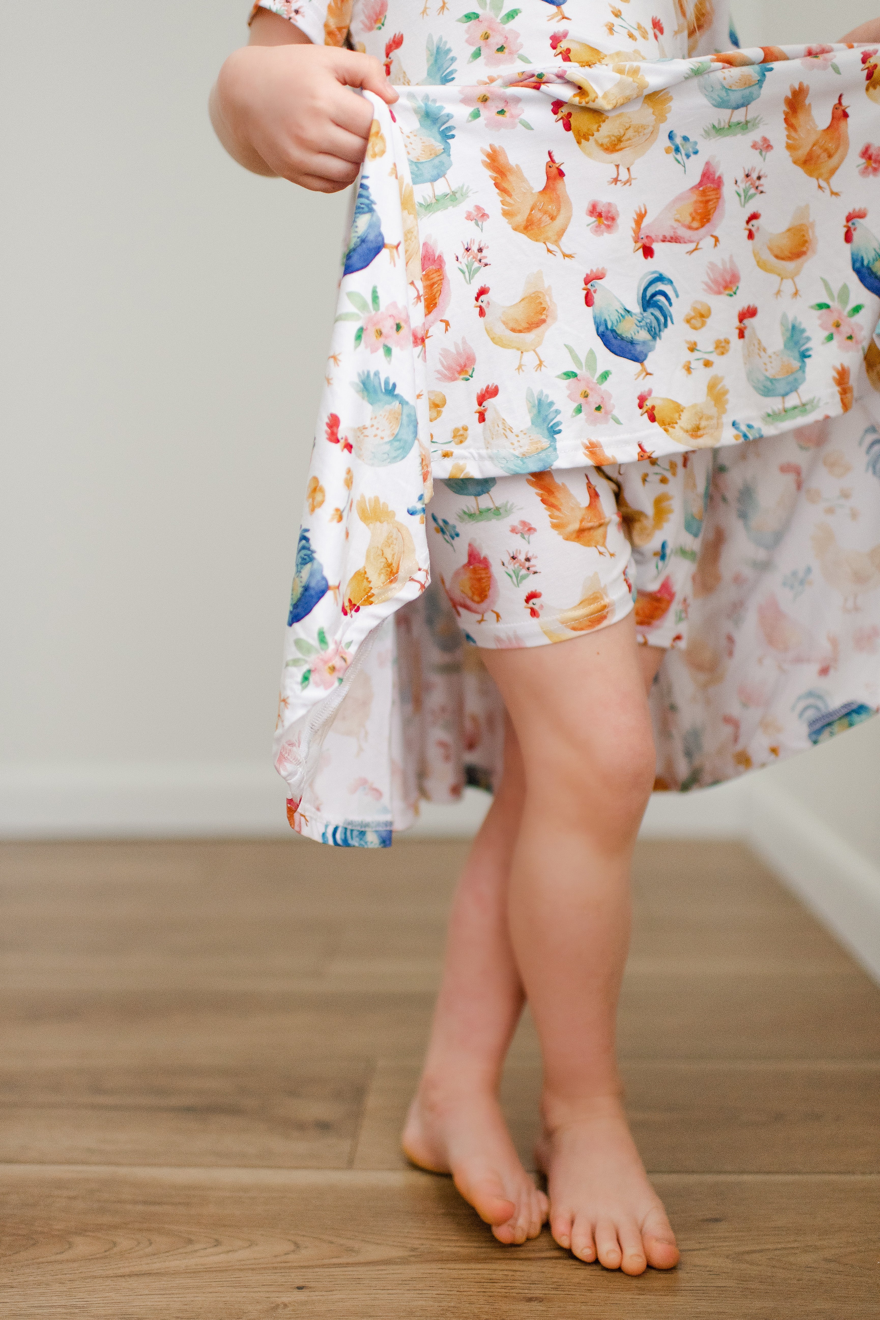 Rainbow Chicken Twirl Dress with Shorts