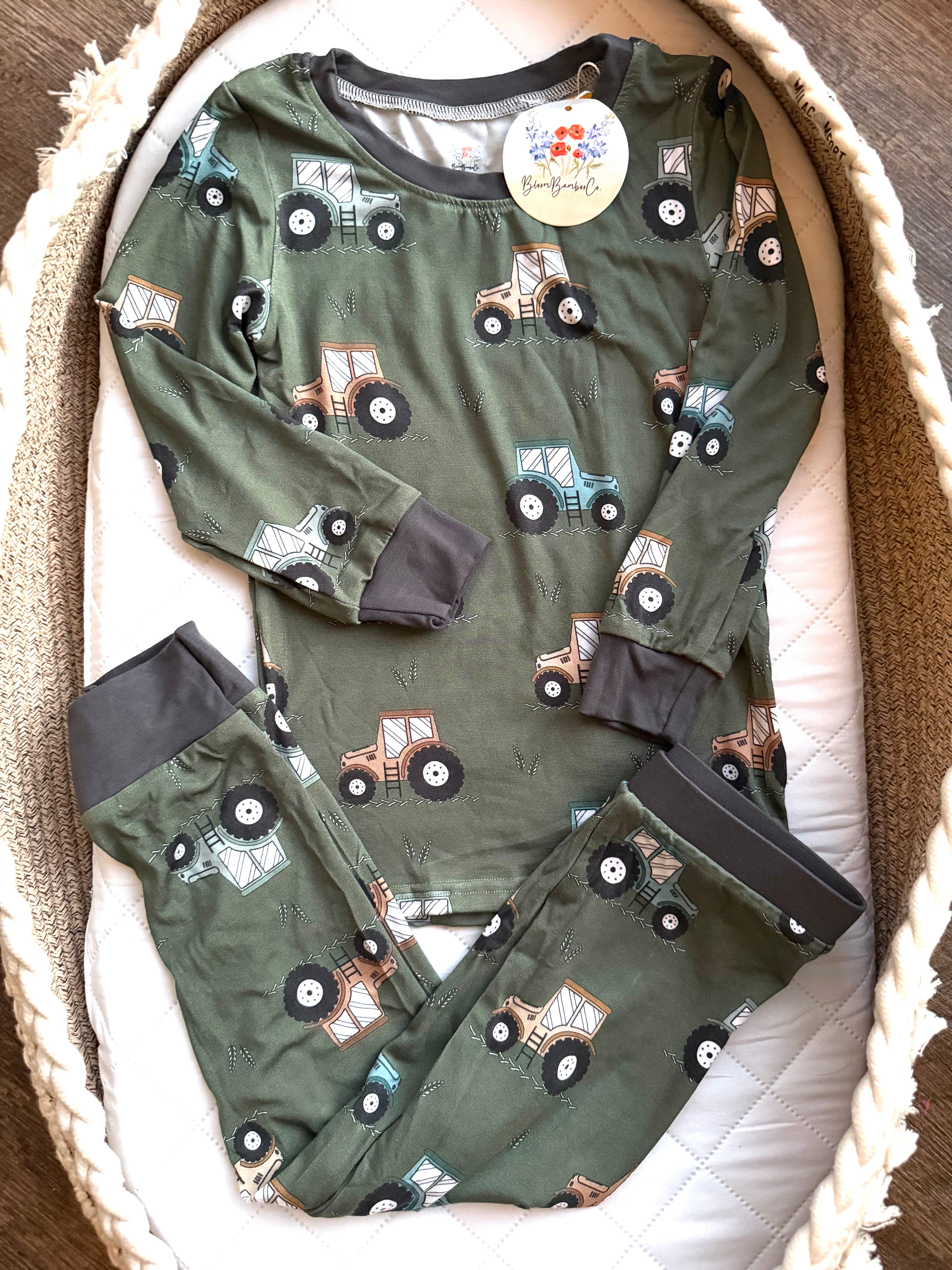 Green Tractor Two Piece Set (long sleeve)