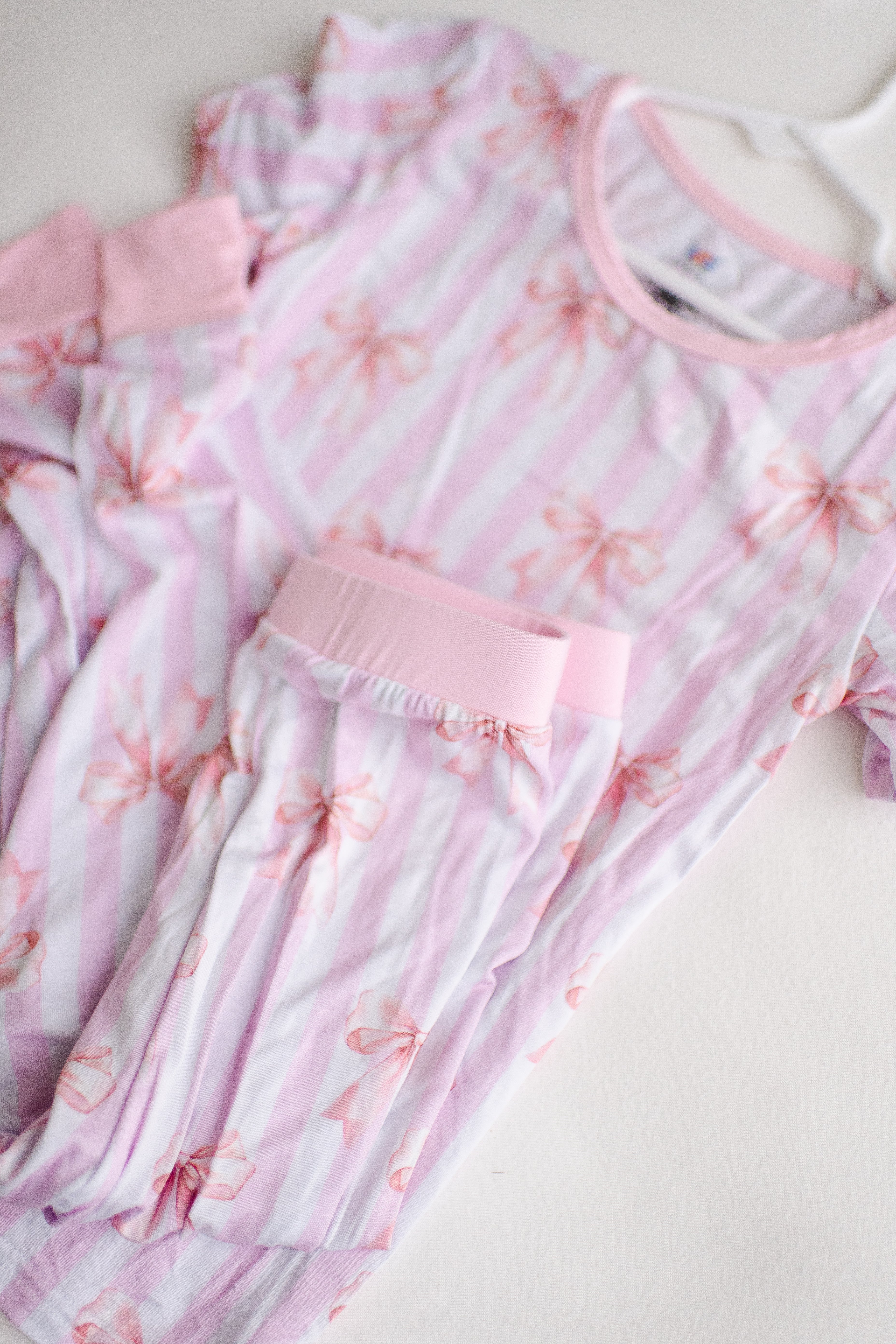 Pink Bow with Stripes Two Piece Set