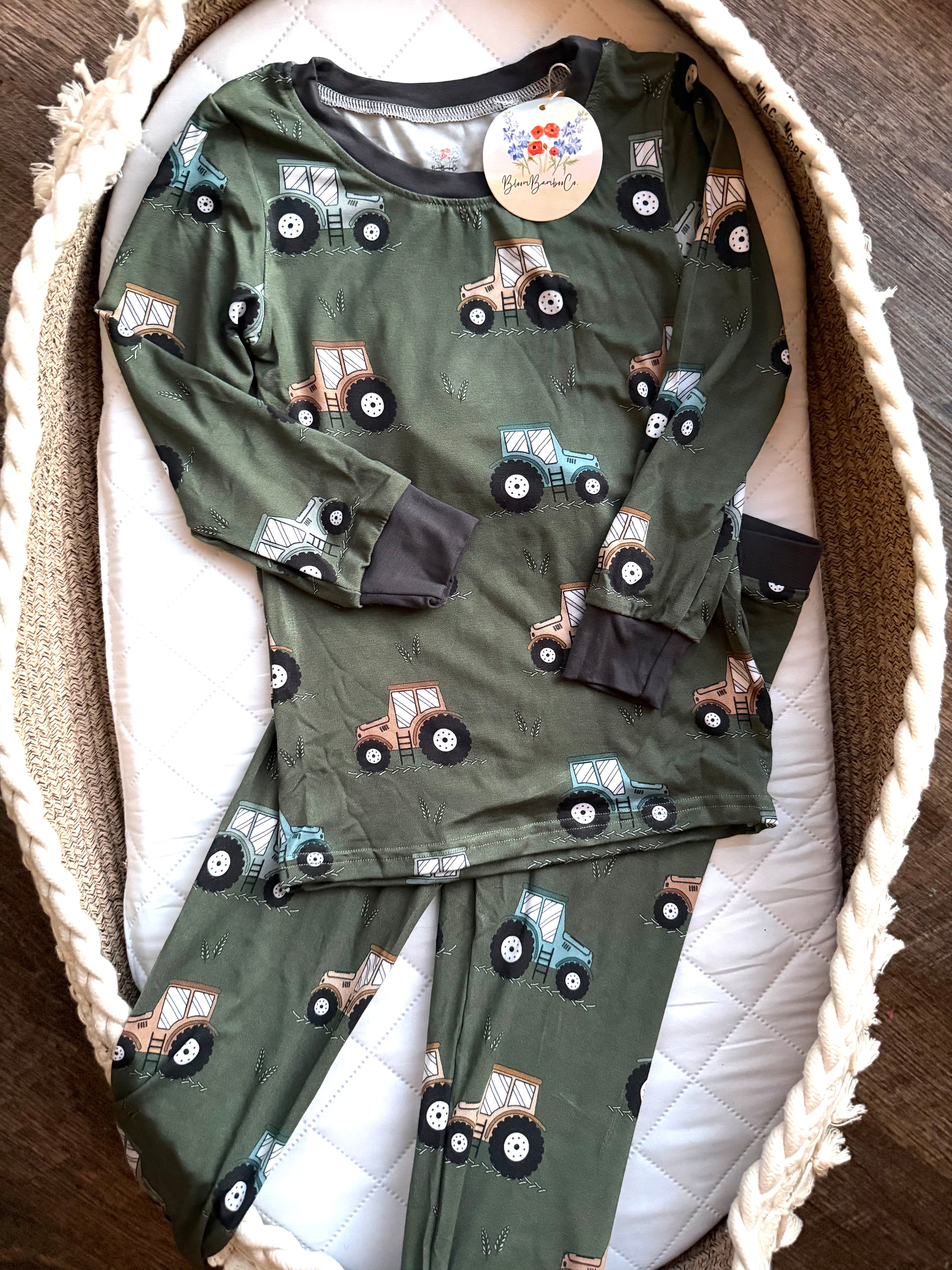 Green Tractor Two Piece Set (long sleeve)