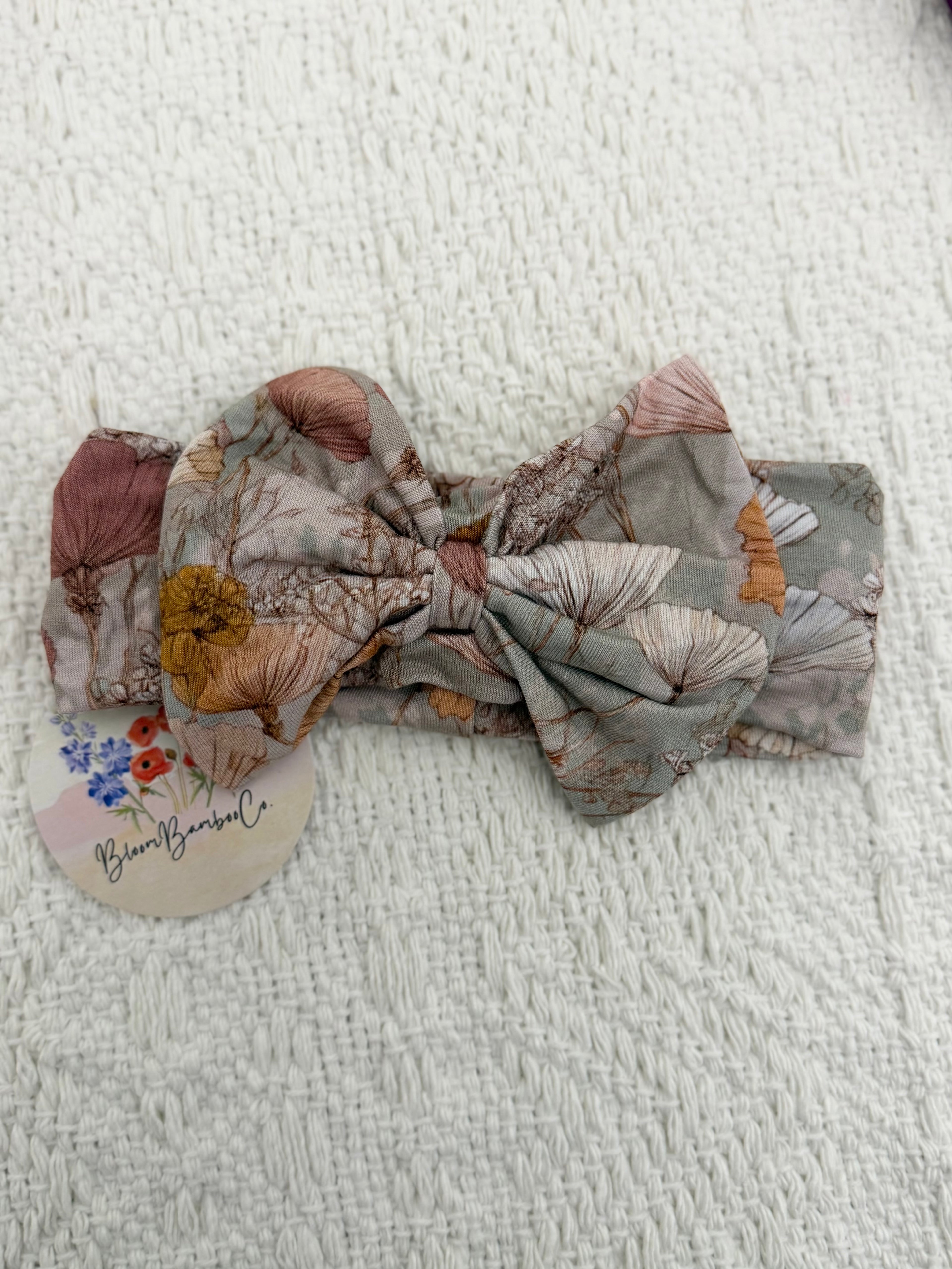 Mauve Floral Bow Headband