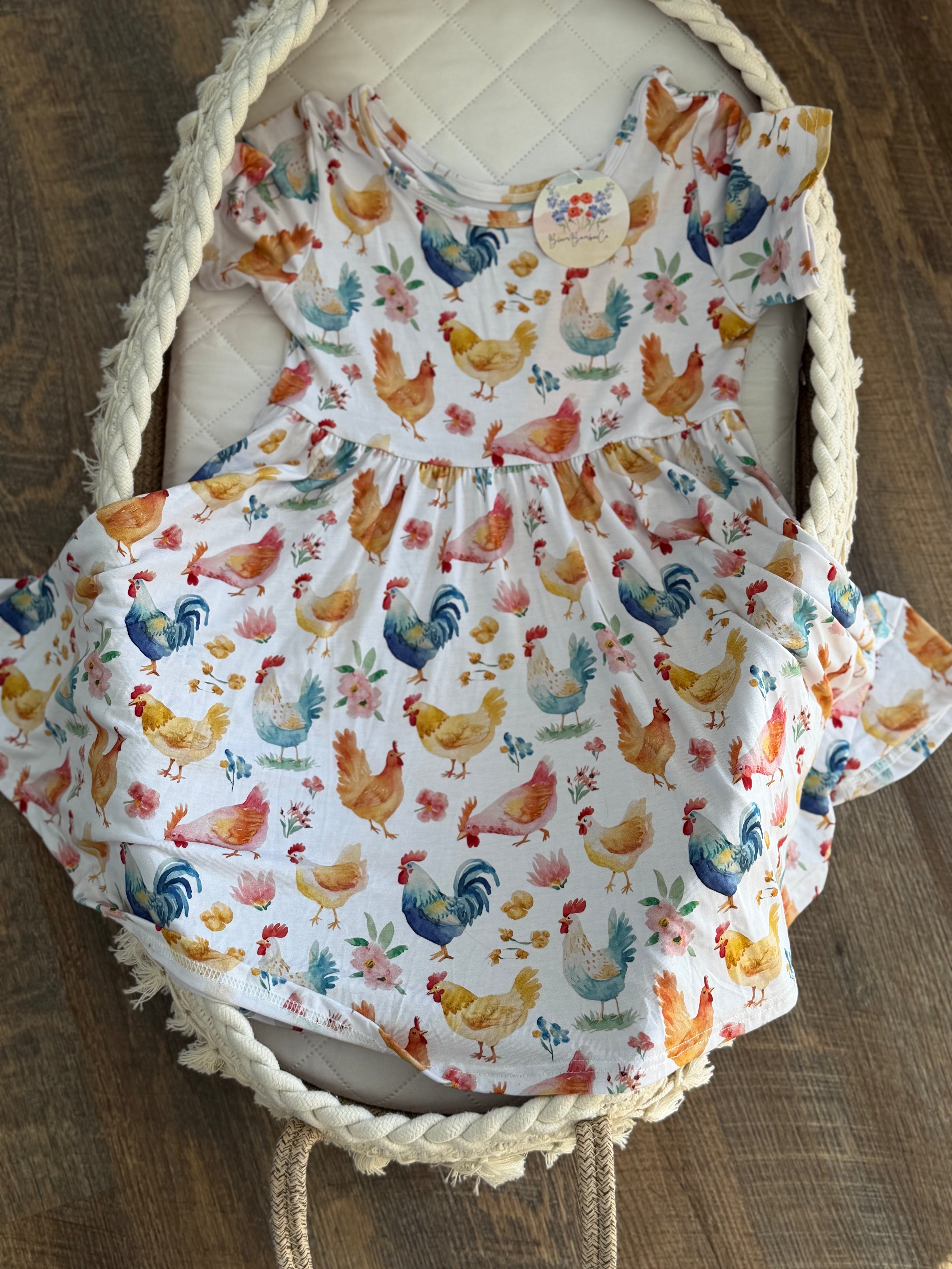 Rainbow Chicken Twirl Dress with Shorts